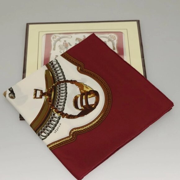 HERMES Carre 90 Scarf ""REPRISE"" Silk Red - Picture 2 of 15